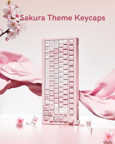 dagaladoo PBT keycaps Set, Cherry Profile Keyboard Keycaps Cute | Glossy Cherry Blossom key caps,Custom keycaps for 60% 65% 75% 100% Cherry-MX switch Mechanical Keyboard(Pink,134-keys) - color: Glossy Pink