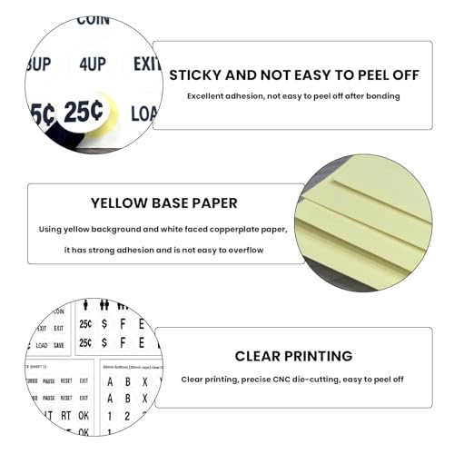 White Arcade Game Button Stickers (24mm/30mm Die-Cut Labels), Compatible with Standard Arcade Game - color: Game Button Labels Stickers White* 4 Pcs
