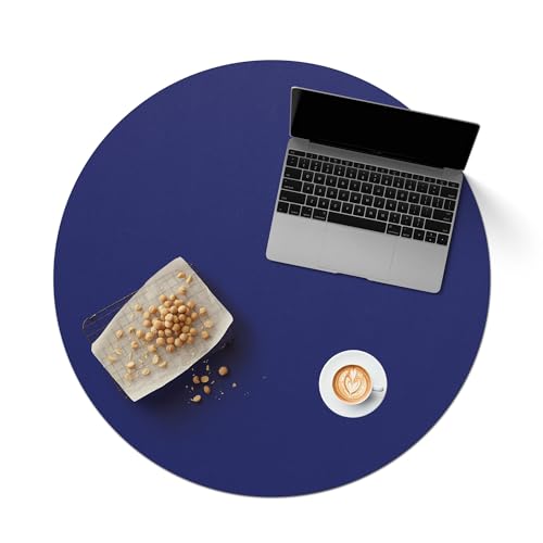 CENNBIE 30 Inch Cork Leather Round Table Cover Mat (Blue) | Heat & Water Resistant, Non-Slip Cork Base, Cut-to-Fit 18-30", for Dining Coffee Side Table, Indoor/Outdoor, Easy Clean - color: Blue, size: 30" (Round)