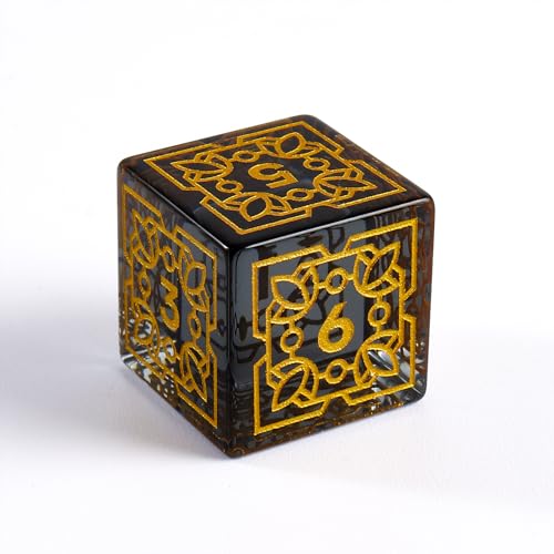 Premium Obsidian DND Dice Set with Celtic Knot Engravings – 7 Piece Polyhedral Gemstone Dice for Dungeons and Dragons, RPG, Tabletop Games – Black with Gold Numbers(Glass, Grey) - color: Grey