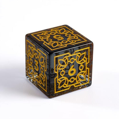 Premium Obsidian DND Dice Set with Celtic Knot Engravings – 7 Piece Polyhedral Gemstone Dice for Dungeons and Dragons, RPG, Tabletop Games – Black with Gold Numbers(Glass, Grey) - color: Grey