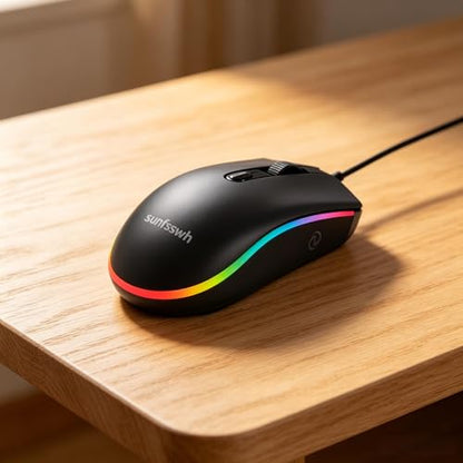 Wired Dual Mode Gaming Mouse & RGB Charging Mouse Pad Combo, 10W Qi Wireless Charger, Ergonomic Mice with RGB Light for Gaming & Office