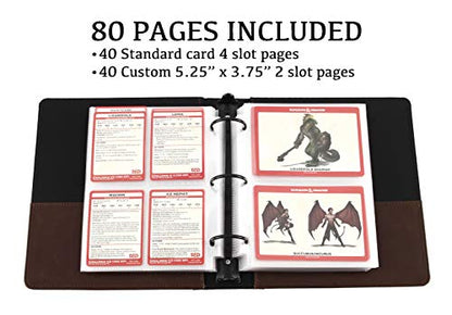 Forged Dice Co. Curiosities Cache Monster Card & Spellcard Organizer Binder with Pages - Dark Brown, 9.5x8x2 inches