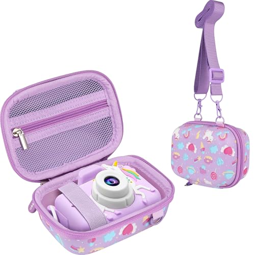 Leayjeen Kids Camera Case for Goopow/Mgaolo Kids Camera-Purple Unicorn | Fits CIMELR/Seckton/OZMI Kids Toy Cameras and Children Digital Camera,Shockproof Water-Resistant Hard EVA Shell(Case Only) - color: Purple Unicorn