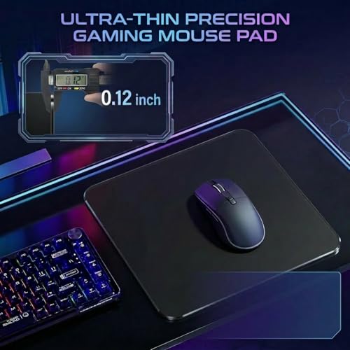 Tempered Glass Gaming Mouse Pad - Large 400×500×3mm (Obsidian Black) Thin Large Hard Mat, No - Slip Base for High - DPI Precision, Scratch - Resistant Smooth Surface, FPS/MOBA/Office Use - color: Obsidian Black, size: Large