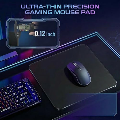 Tempered Glass Gaming Mouse Pad - Large 400×500×3mm (Obsidian Black) Thin Large Hard Mat, No - Slip Base for High - DPI Precision, Scratch - Resistant Smooth Surface, FPS/MOBA/Office Use - color: Obsidian Black, size: Large