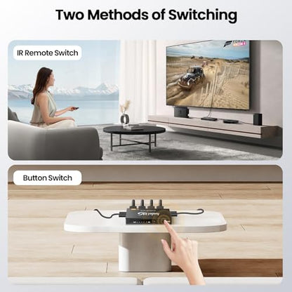 avedio links 8K HDMI2.1 Switch with Remote 5x1, 5 in 1 Out HDMI Splitter with Remote, Auto Switch HDMI Selector Box Support 4K@60Hz, HDCP2.3, HDR, 3D, for PS5, Xbox, Fire Stick, Blu-ray, HDTV