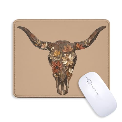 Western Mouse Pad, Floral Cow Mousepad, Western Highland Cow Desk Decor for Office Room, Cows Gifts for Women, Anti Slip Rubber Base Mice pad for Computer Office Women Girl, 8x9.5 Inch - color: Cow