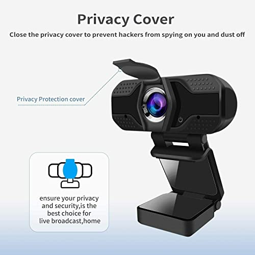1080P Webcam with Privacy Cover Streaming Webcam with Microphone USB Tripod