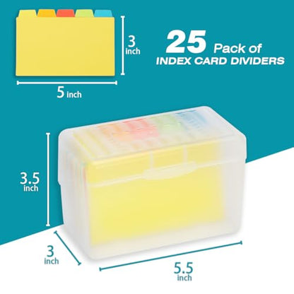 H4D Index Card Holder 3x5 Inches with 25 Plastic Dividers, Clear - color: Clear, size: 3x5 inch