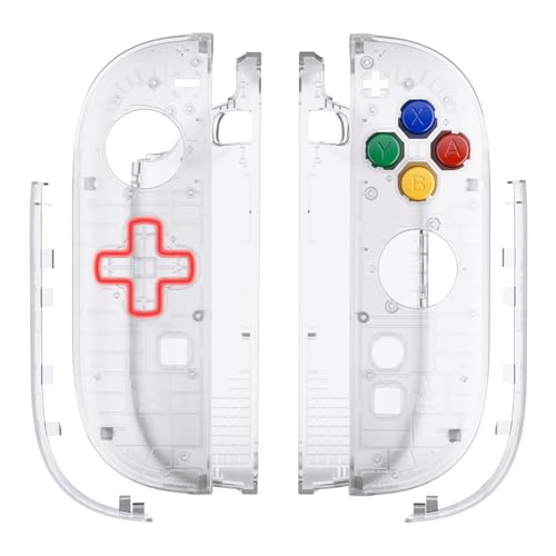eXtremeRate DIY Replacement Shell (D-Pad Version) with Buttons for Joycon 2, Custom Housing Faceplate Case + Decorative Strips + ABXY Dpad for Nintendo Switch 2 Controller - Essence Version - Clear - color: Clear