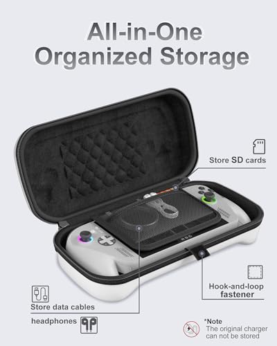 ProCase Carrying Case for ROG Xbox Ally & Xbox Ally X 7" 2025, EVA Hard Travel Storage Bag with 5 SD Card Slots, Protective Pouch for Handheld Gaming Console & Accessories -White