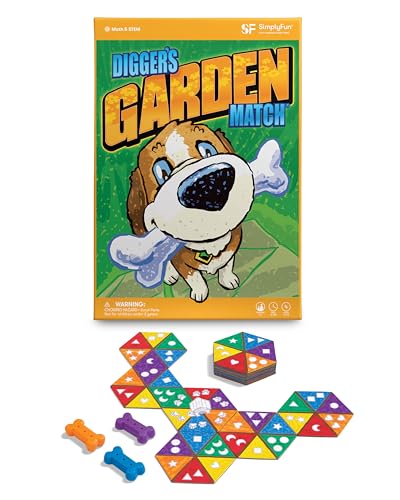 SimplyFun Diggers Garden Match – A Game for Kids to Develop Spatial Thinking Skills - Puzzle Game That Matches Colors and Shapes - 1 to 6 Players, Ages 4 & Up - style: Diggers Garden Match