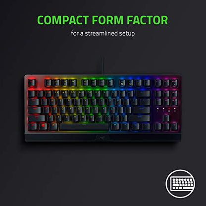 Razer BlackWidow V3 TKL Mechanical Gaming Keyboard, Yellow Switches, Black | Linear & Silent Mechanical Switches, Chroma RGB Lighting, Compact Form Factor, Programmable Macros - size: Keyboard