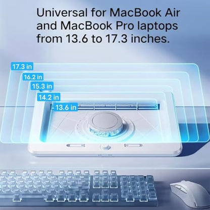Laptop Cooling Pad for MacBook Air Pro 14 15 16 17 Inch, Semiconductor Cooler with Integrated Roller Fan, 5 Height Adjustment Ergonomic Design, Low Noise Quiet Operation for Mac Notebook - color: white