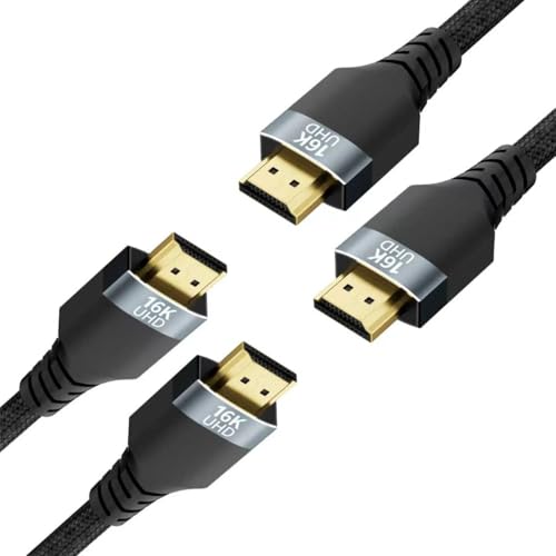 2 Pack 96Gbps HDMI 2.2 Cables 2FT,16K@60Hz,4K@240/480Hz Ultra High Speed Braided Gold-Plated Cord,Supports HDR10+,eARC,DTS:X, HDCP 2.2/2.1,Compatible with PS5,PS4, Xbox,Gaming PC,Monitor, - size: 2FT+2FT