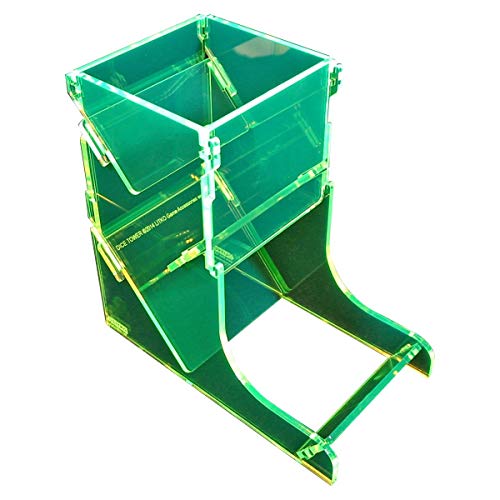 LITKO Dice Tower | TTRPG & Board Games | Fluorescent Green | Contains rolls, no dice off the table | Fits 16-25mm D6 & polyhedral sets | 5in tall | Laser-cut acrylic | Assembly required - color: Fluorescent Green