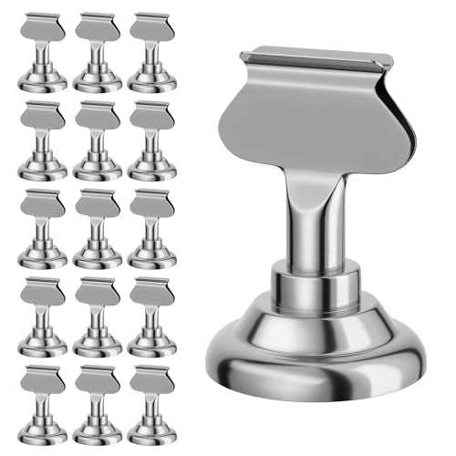 Urban Deco 16PK Table Number Holders Place Card Holders 1.7 Inch Table Card Holders Steel Card Holders for Photos, Food Signs, Memo Notes, Weddings, Restaurants, Birthdays(Silver) - color: Silver