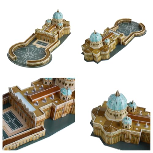 Architecture World Famous of 3D Puzzle.Build Your Own Collection of 17 Global Landmarks (Notre Dame, Colosseum) - Educational DIY Model Kit for Kids & Adults. (St. Peter's Basilica) - color: St. Peter's Basilica
