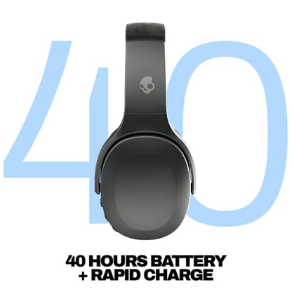 Skullcandy Crusher Evo Wireless Bluetooth Headphones with Multi-Sensory Bass, Noise Isolating Over-Ear Fit, Up to 40 Hours Battery, Microphone for iPhone Android - True Black - color: True Black
