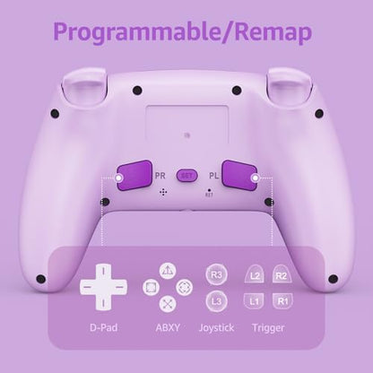 Kamylorus Wireless Controller for PS-5 PC, Hall Effect Controller | Programmable,Remap,Turbo,Dual Vibration, 3.5mm Audio Jack,Motion Sensing Control - color: Purple
