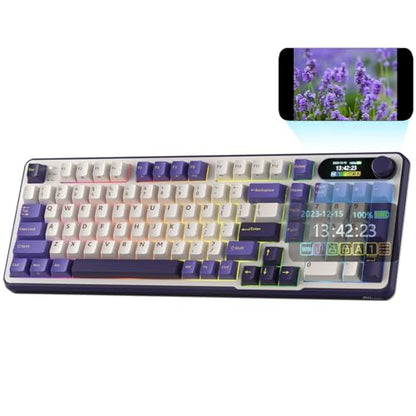RK ROYAL KLUDGE S98 Wireless Mechanical Keyboard w/Smart Display & Knob | 96% RGB Wireless Gaming Keyboard BT/2.4G/USB-C, Hot Swappable Custom Keyboards, Creamy Sound Silent Computer Keyboard - color: Lavender Purple, size: Linear Silent Switch