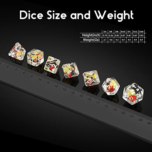 Chips DND Dice Set, DNDND 7PCS Resin Polyhedral Die with Velvet Bag for D&D Role Playing Games and Tabletop Games（Chips - color: Chips