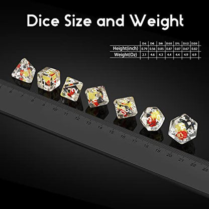 Chips DND Dice Set, DNDND 7PCS Resin Polyhedral Die with Velvet Bag for D&D Role Playing Games and Tabletop Games（Chips - color: Chips