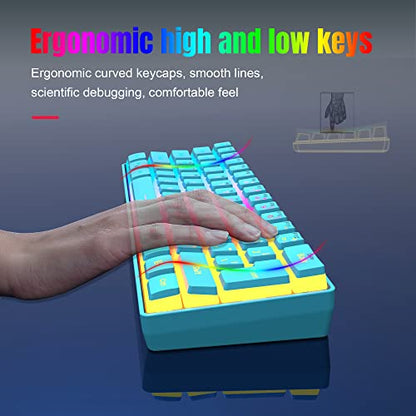 DGG 60% Wired Gaming Keyboard, Pudding Keycaps with Translucent Layer, RGB Backlit Ultra-Compact Small Keyboard, Waterproof Mini Compact 61 Keys Keyboard for PC/Mac Gamer, Typist, Travel, Blue - color: Blue
