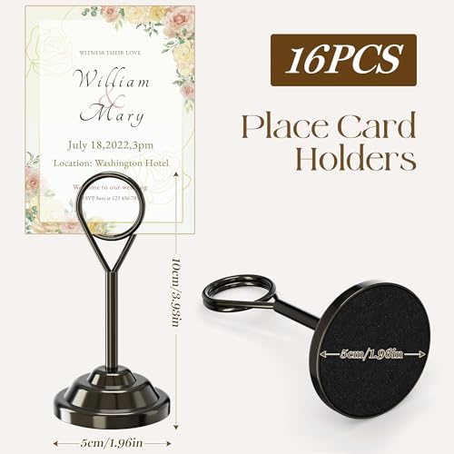 Urban Deco 16 Pieces Table Card Holder Place Card Holders 4 inches Steel Card Holders for Photos, Food Signs, Memo Notes, Weddings, Restaurants, Birthdays (Nickel Black Round) - color: Nickel Black Round