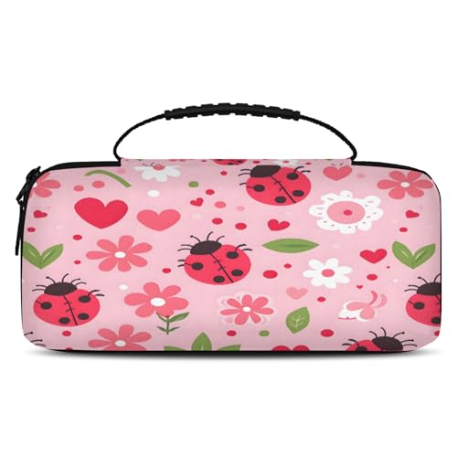 Adornori Floral Ladybugs Carry Case Compatible with Nintendo Switch 2, with 20 Games Cartridges, Portable Travel Carrying Case Pouch for Accessories & Game Cards - color: Multicolor 20
