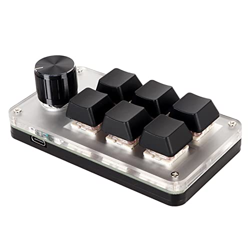 OSU Gaming Keyboard, Programming Mechanical Keyboard Red Switch One Handed Macro Keypad Shortcut Custom Function for Office DIY Gaming for Windows/Vista/Linux/macOS (6 Keys 1 Knob) - size: 6 Keys with 1 Knob