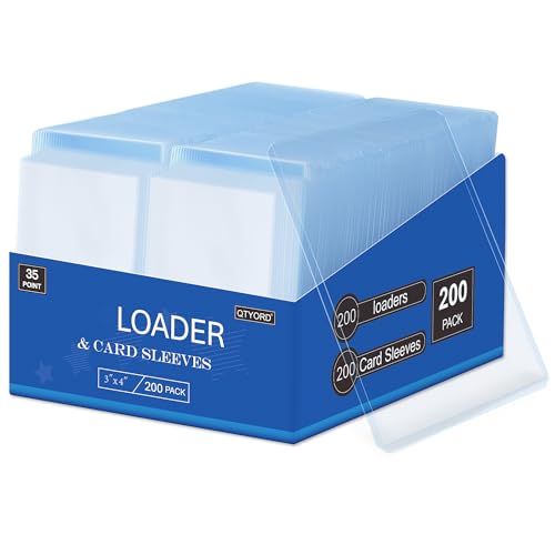 400 Card Sleeves, Clear Hard Sleeves for Cards, 3"X4" Baseball Card Sleeves, Blue Hard Plastic Card Protectors for Trading Sports Football Game Cards (200 Hard Sleeves+200 Penny Sleeves) - size: 200 pcs + 200 pcs Blue