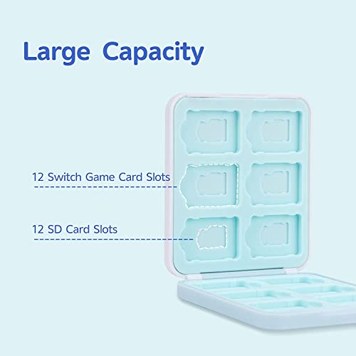 GeekShare Portable Switch Game Card Case-Switch Game Holder Case with 12 Game Card Slots-Game Card Cartridge Carrying Storage Box Compatible with Nintendo Switch- Cute Shark, Multicolor