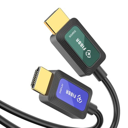 Fiber Optic HDMI Cable 15 ft 2.1 8K 48Gbps High Speed Supports 8K@60Hz 4K@120Hz, VRR, ALLM, eARC, HDR- Ultra Long Reliable Cable for Projector, Home Theater, Gaming (PS5/Xbox) Immune to Interference - size: 15FT