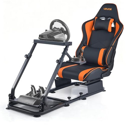 VEVOR Racing Wheel Stand, Heavy-Duty Simulator Cockpit Steering Stand with Dual-Rail Dual-Arm, Fit Logitech G25,G27,G29,G920,G923, Thrustmaster T300RS,TX F458,T500RS,T3PA-PRO (F1/GT) and CSR Pedals - size: Dual-Track Arm Cockpit