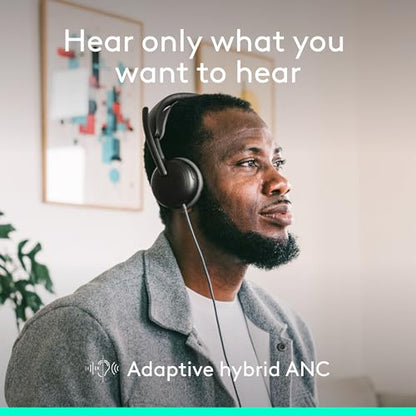 Logitech Zone Wired 2 Noise Canceling Headset with Adaptive Hybrid - Black | Noise-canceling, adaptive hybrid ANC, wired connectivity - color: Black, style: Wired
