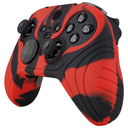 playvital Samurai Edition Anti Slip Silicone Case Cover for Xbox Elite Wireless Controller Series 2, Ergonomic Soft Rubber Skin Protector for Xbox Elite Series 2 with Thumb Grip Caps - Red & Black - color: Red & Black