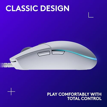 Logitech G203 Wired Gaming Mouse - White | LIGHTSYNC RGB, On-Board Memory, 6 Programmable Buttons, Compabile with PC/Mac - color: White