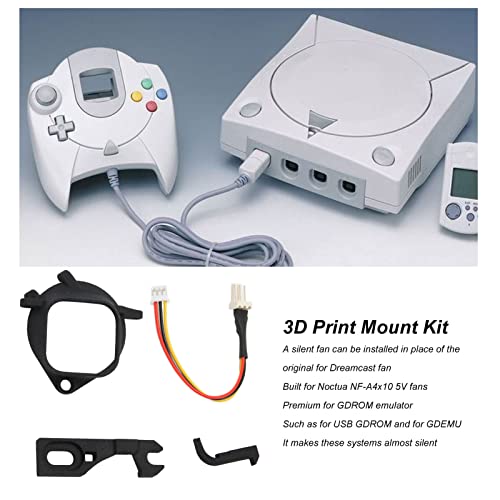 Cuifati 3D Print Console Fan Mount Kit, Mini Brushless Cooling Fan Bracket for DC Gaming Console, Compatible with x10 5V Fans, Silent with GDROM Emulators