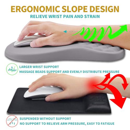 Hokafenle 2 In 1 Ergonomic Mouse Pad Wrist Support & Wrist Rest For Computer Keyboard Set, with Relieve Carpal Tunnel Pain Massage Bulge and Full Memory Gel Design (2In1 Set,Neutral Gray Light Purple) - color: Hk003-neutral Gray Light Purple