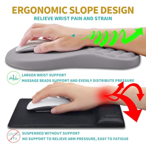 Hokafenle 2 In 1 Ergonomic Mouse Pad Wrist Support & Wrist Rest For Computer Keyboard Set, with Relieve Carpal Tunnel Pain Massage Bulge and Full Memory Gel Design (2In1 Set,Neutral Gray Light Purple) - color: Hk003-neutral Gray Light Purple