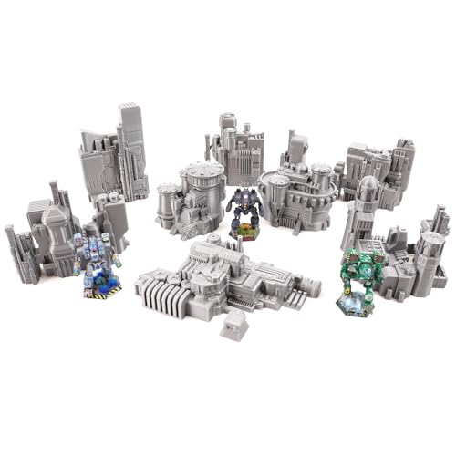 6mm Sci-Fi Cityscape Bundle 2 - Tabletop Terrain for Miniatures Games Such as Epic Battletech Adeptus Titanicus (Bundle 2) - size: Bundle 2 without Hexes