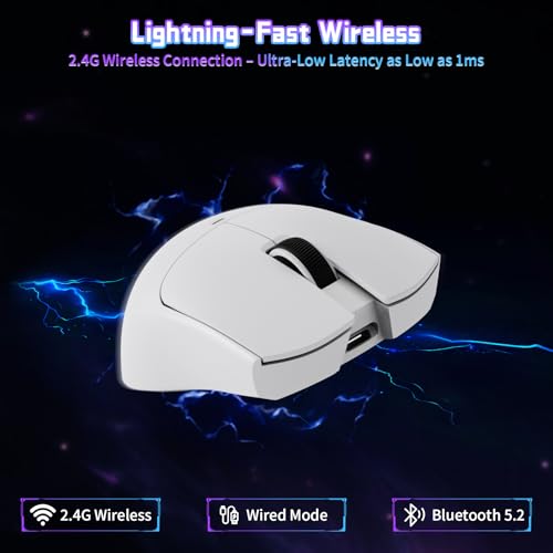ATTACK SHARK X11SE Wireless Gaming Mouse, 59g Lightweight, White | Bluetooth/2.4Ghz Wireless/Wired Connectivity, 22K DPI, PixArt PAW3311 Gaming Sensor, 1K Polling Gamer Mice for PC/Mac - color: White