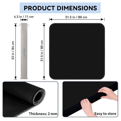 31.5'' Black Mahjong Mat, Non-Slip Noise Reduction Gaming Mat for Mahjong | Gaming Mat with Carrying Bag for Mahjong, Poker, Card, Domino, Board Games, Dominoes,Cards & Tile Games - color: Black