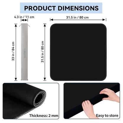 31.5'' Black Mahjong Mat, Non-Slip Noise Reduction Gaming Mat for Mahjong | Gaming Mat with Carrying Bag for Mahjong, Poker, Card, Domino, Board Games, Dominoes,Cards & Tile Games - color: Black