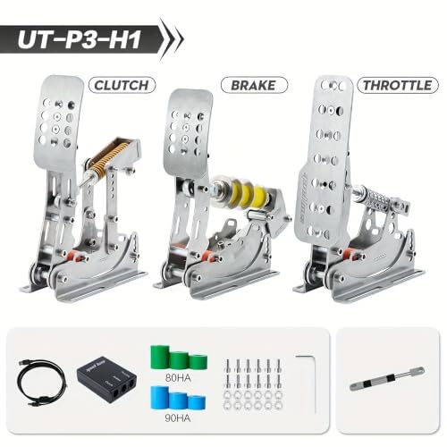 Simjack UT Sim Racing Pedals 200KG Load Cell Brake Pedal PC Racing Simulator Pedals Pressure Sensor HE Hydraulic Pedal (UT-P3-H1)