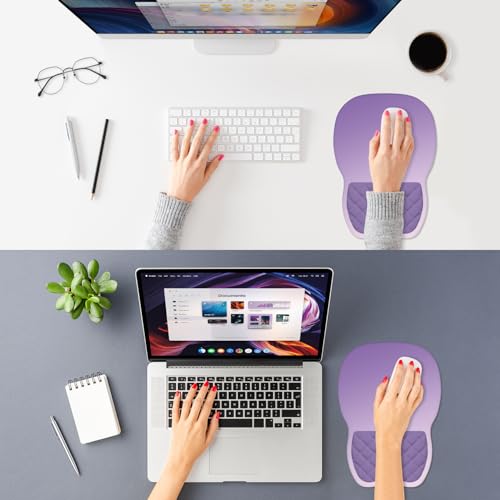 ITNRSIIET Ergonomic Mouse Pad Wrist Support with Memory Foam Massage Bulge & Non-Slip PU Base, Carpal Tunnel Pain Relief, Prevent Wrist Sweating, 12 x 8 x 1.2 inch, Lavender Fade