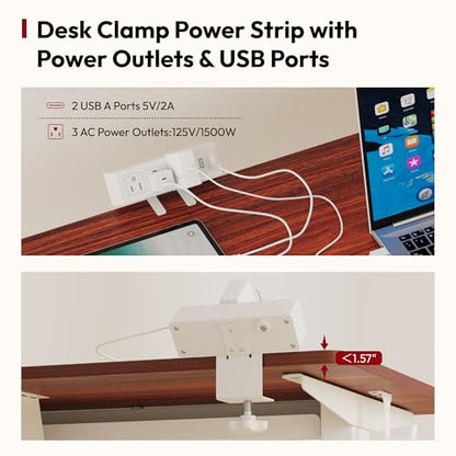 SANODESK Electric Standing Desk with Desk Clamp Power Strip 40"x 24" Whole-Piece Desktop Height Adjustable Stand Up Desk with Cable Management Sit Stand Home Office Desk White Frame/Mahogany Top - color: White Frame+mahogany Top, size: 40"x24"