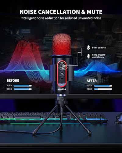Gaming Microphone, USB Computer Condenser Mic for PC/Laptop/Phone/PS4/5, RGB, Headphone Output, Volume Control,Plug and Play, Mute Button, for Streaming, Podcast, Studio Recording - size: Round Microphone